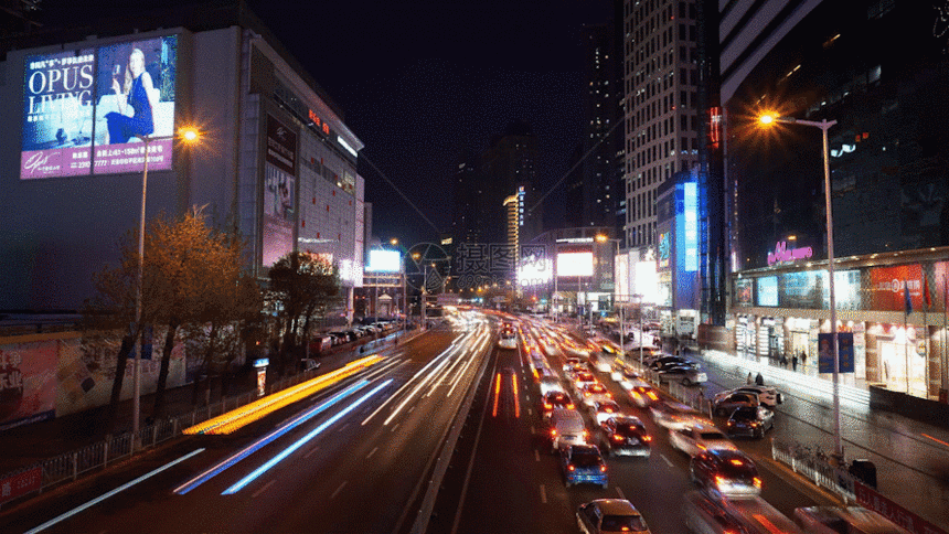 天津南京路夜景延时视频GIF图片