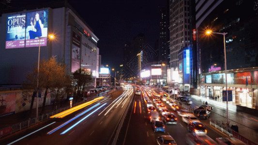国外城市风光天津南京路夜景延时视频GIF高清图片