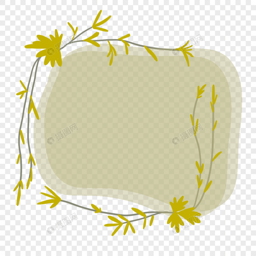 小清新黄色叶子边框装饰图片