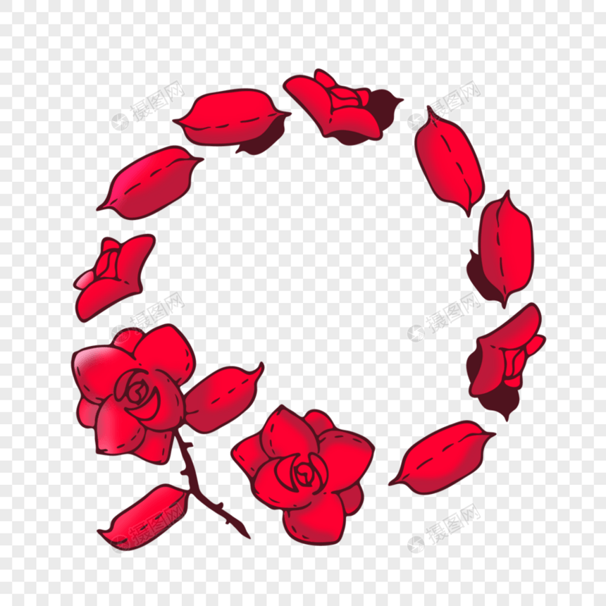 简约美观浪漫玫瑰花红色边框图片