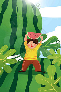 夏天吃西瓜背景图片