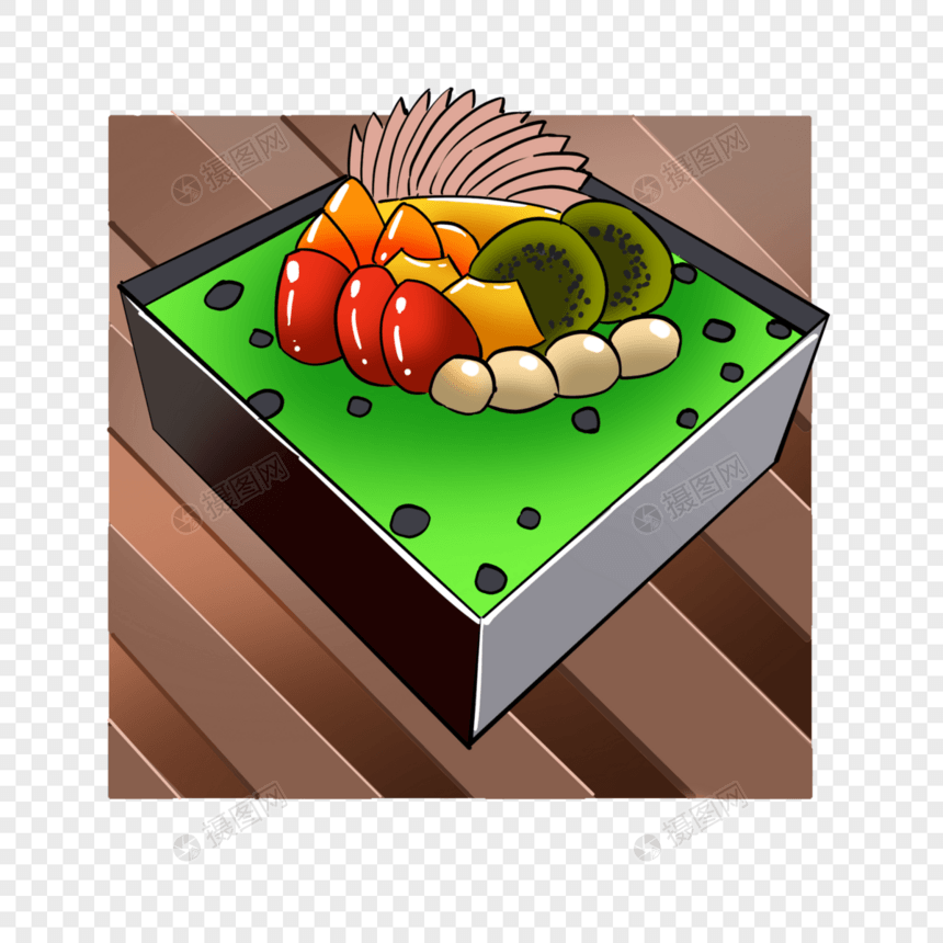 绿色盒子蛋糕图片