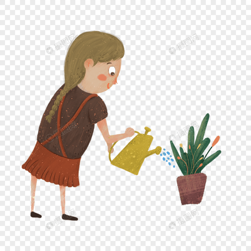 浇花的女孩图片