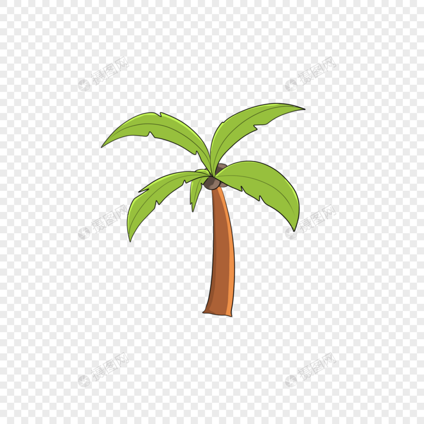 椰子树夏日清新卡通图片
