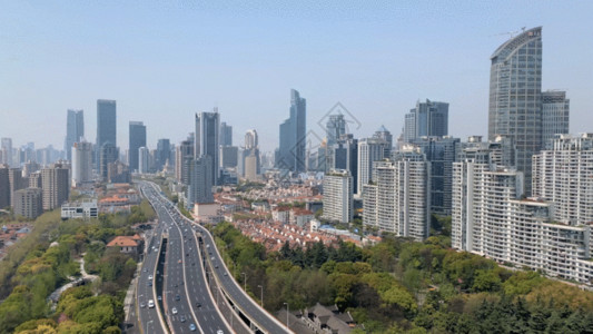 上海旅游宣传上海高架桥上行驶的车辆GIF高清图片