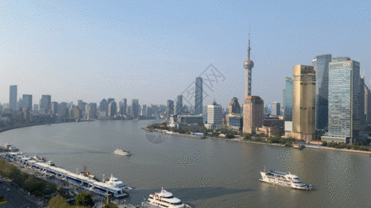 俯拍上海浦东陆家嘴城市延时视频GIF图片