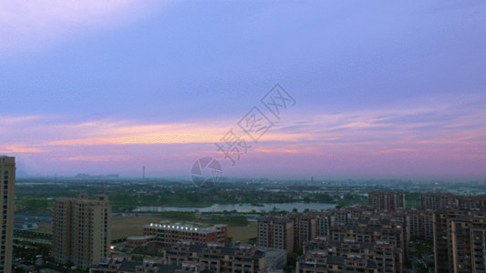 紫霞仙子素材城市日转夜延时GIF高清图片