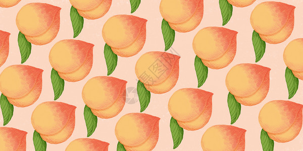 红色橙色夏天水果背景桃子插画