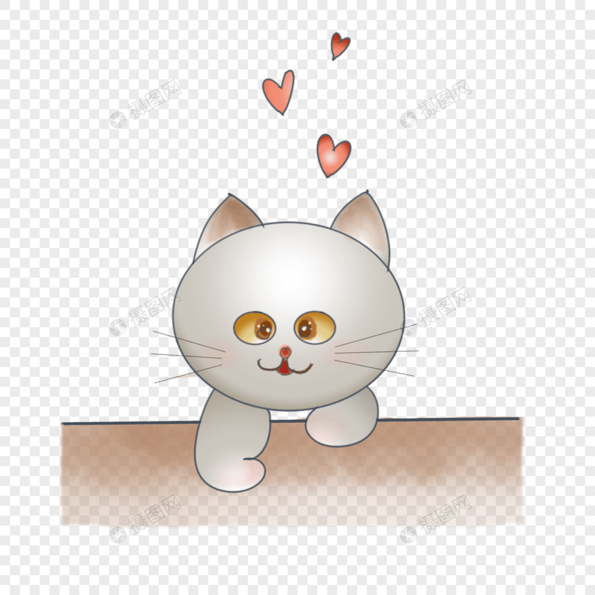 爱心满满英短手绘可爱小猫咪图片