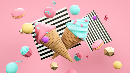 马卡龙餐车创意冰淇淋展示设计图片