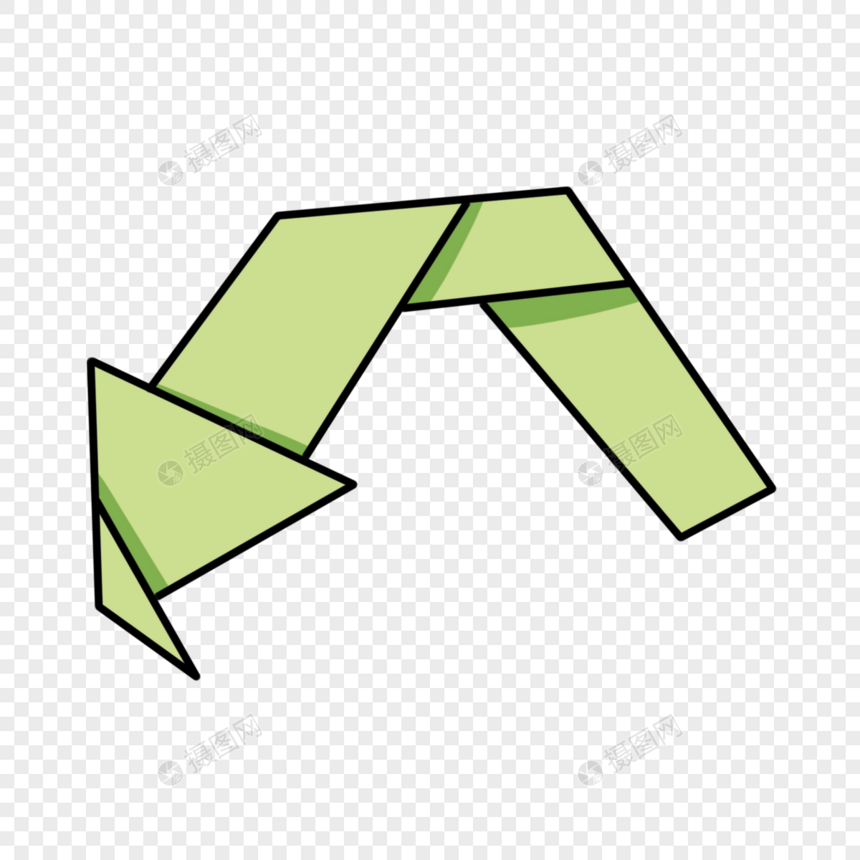 绿色折纸箭头图片