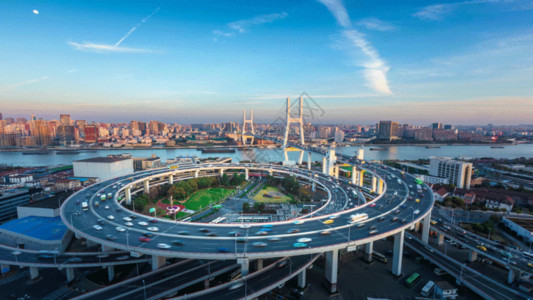 小轮车上海南浦大桥gif高清图片