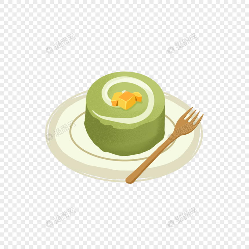 抹茶芒果丁卷卷蛋糕图片