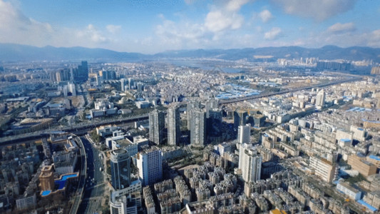 立体建筑楼房城市高楼楼群航拍GIF高清图片