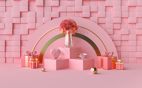 粉红色钻石创意电商空间设计图片