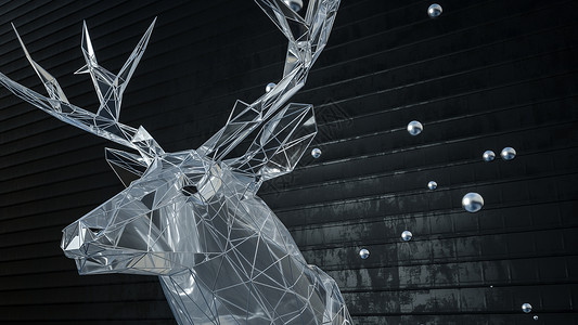 玻璃制作水晶鹿设计图片
