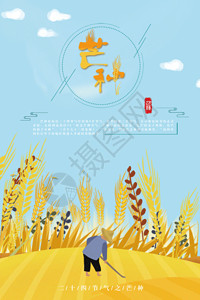 工作收获二十四节气稻谷芒种海报GIF高清图片