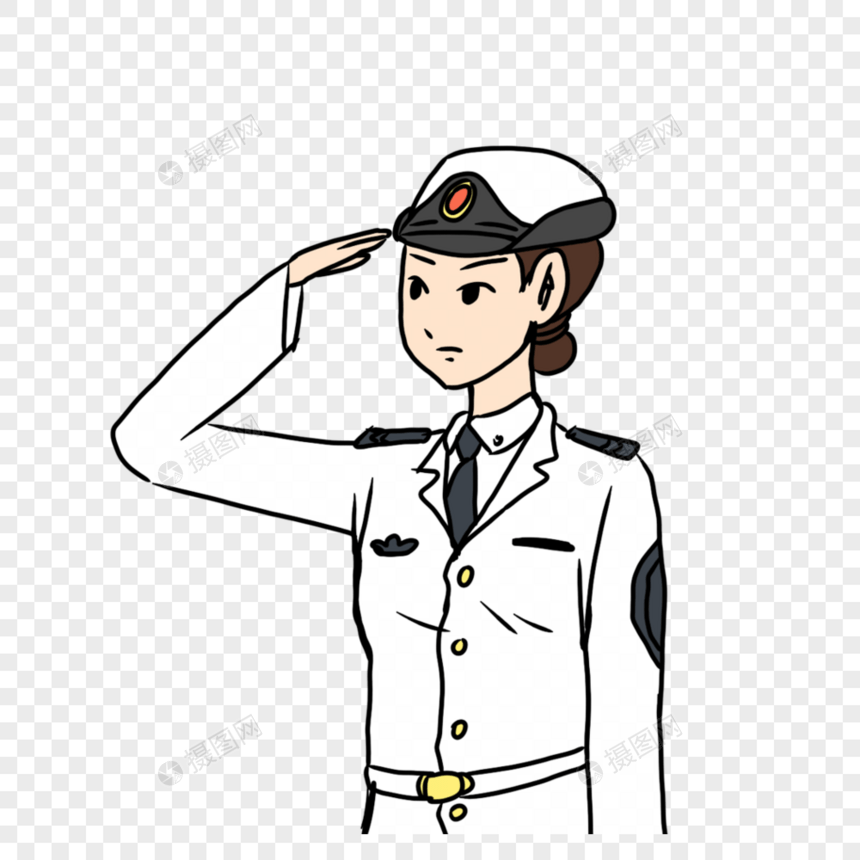 敬礼的海军女兵图片