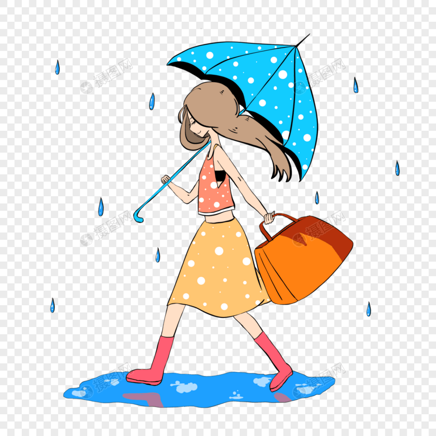 雨中的女生图片