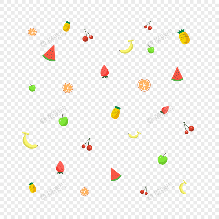 手绘水果漂浮元素图片