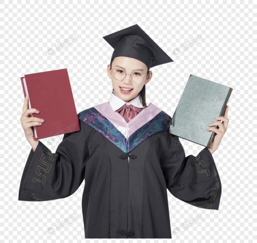拿着书本的毕业女学生图片