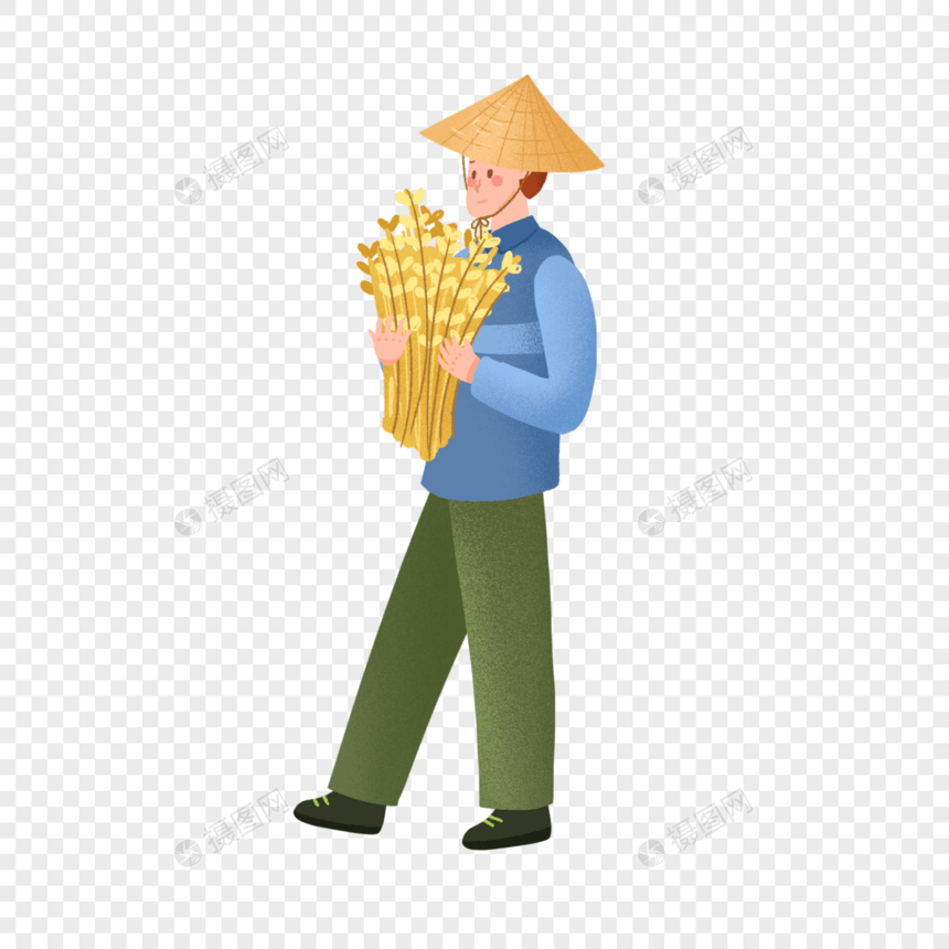 芒种抱着小麦的农夫图片