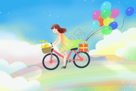 女孩的梦幻单车GIF图片