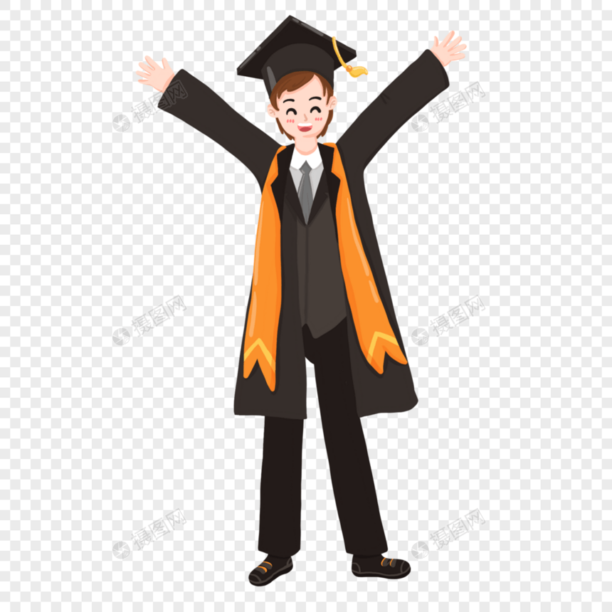 开心举手欢呼毕业的男孩图片