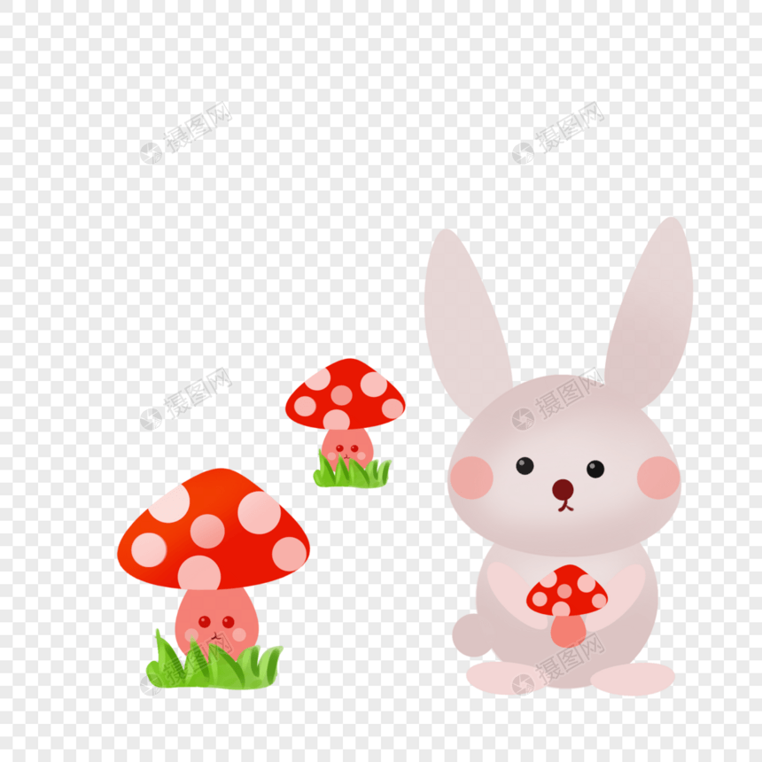 采蘑菇的小兔子图片