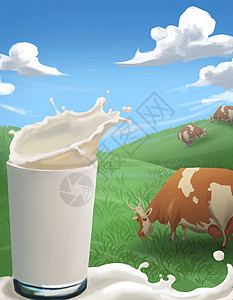 国际牛奶日奶牛插画