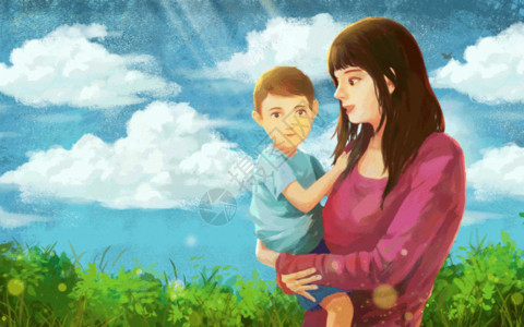 关爱母婴母亲节海报手绘幼儿园gif高清图片