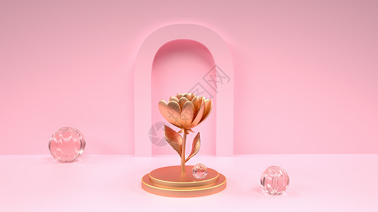 玫瑰金色镜子创意玫瑰场景空间设计图片