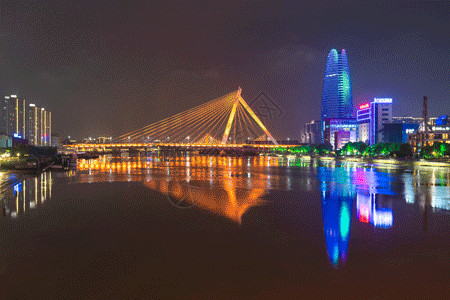 桥梁钢结构宁波江边风景gif高清图片