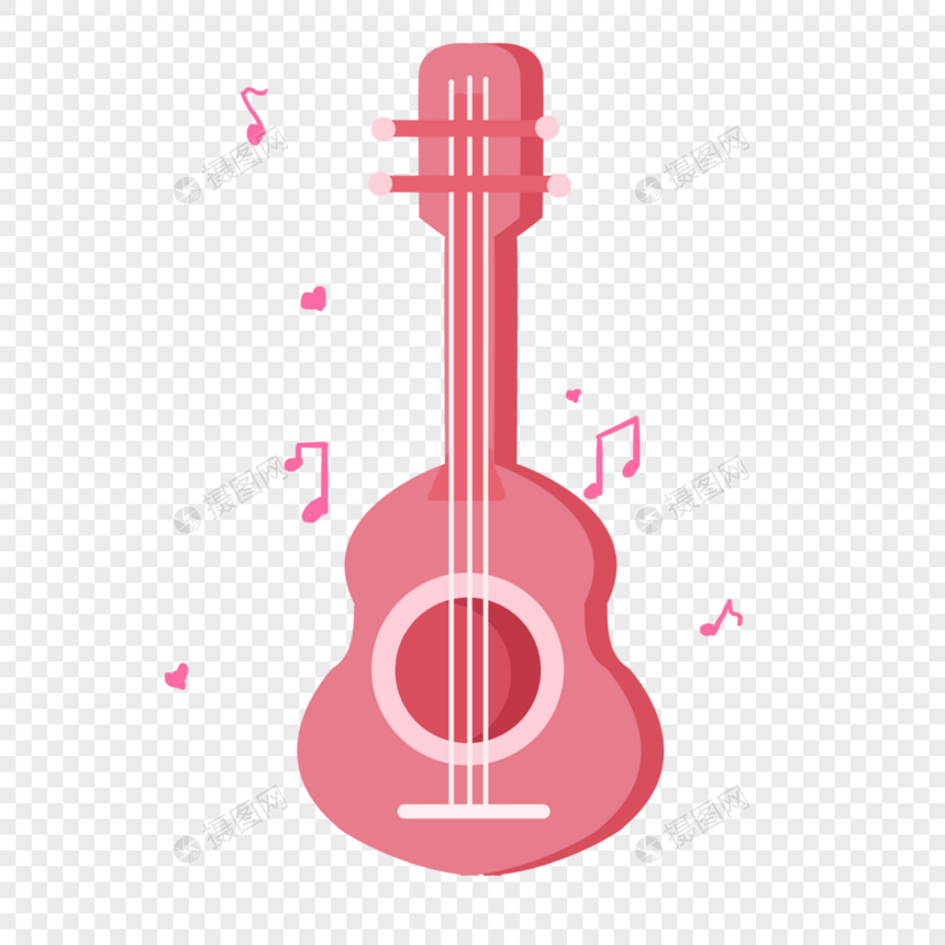 粉色的吉他图片