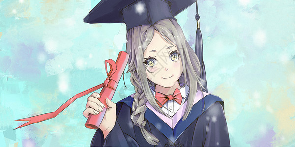 毕业季穿学士服的女孩背景图片