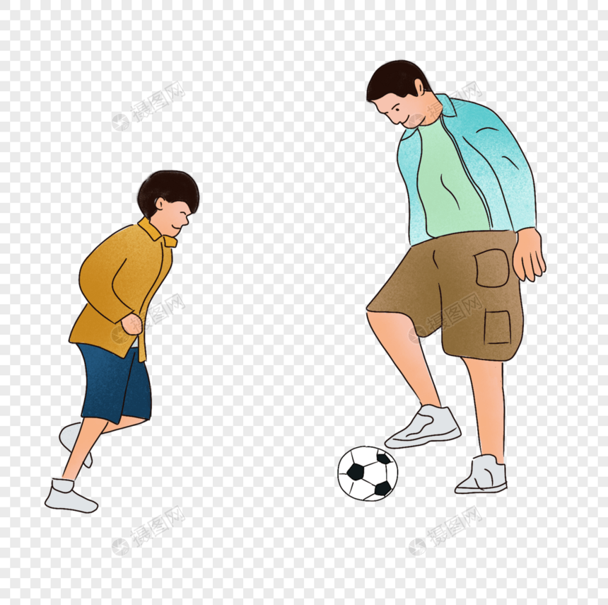 父亲和孩子踢足球图片