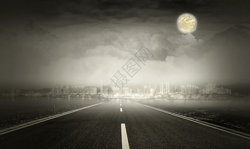 月亮乌云城市场景合成设计图片