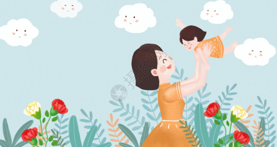母亲节植物花卉母亲节手绘插画GIF高清图片