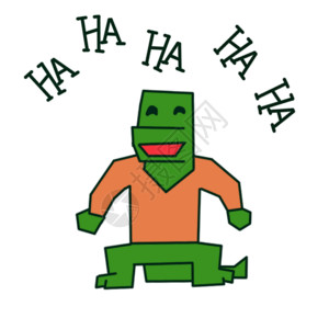 可爱卡通绿色鳄鱼哈哈哈动态表情包高清图片