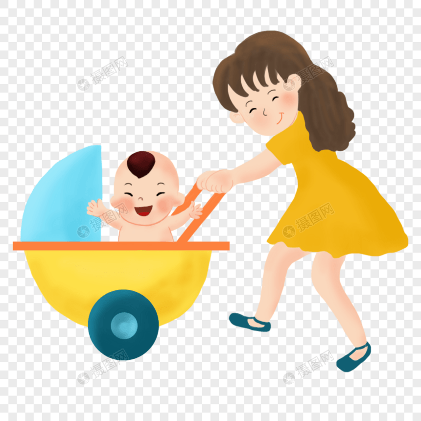 推着婴儿车的妈妈图片