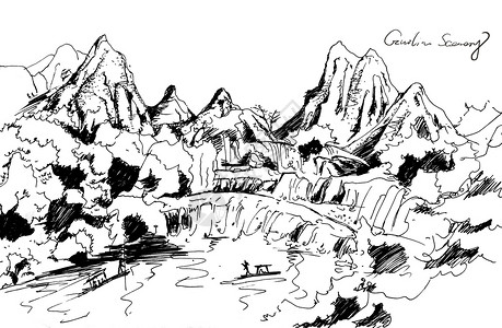 山水名胜桂林山水插画