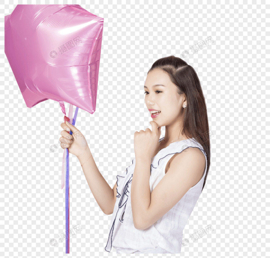 拿着气球的青年女性图片