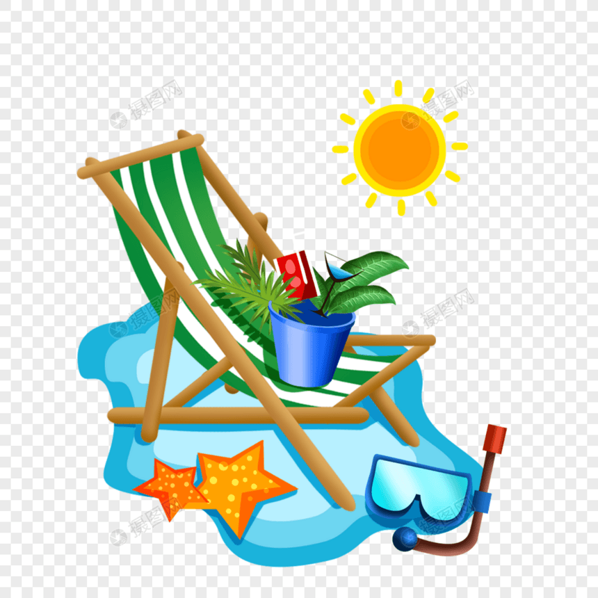 沙滩椅植物装饰图片