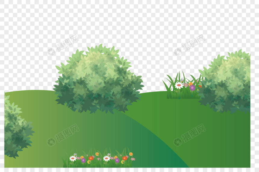 灌木丛草地矢量图图片