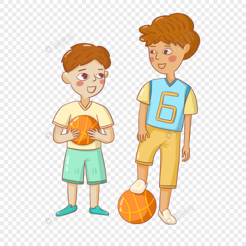 手绘小朋友打篮球卡通形象图片