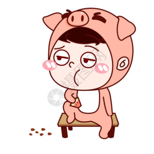 吃瓜男孩小猪人物卡通 gif高清图片
