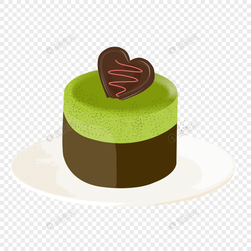 手绘抹茶蛋糕巧克力蛋糕甜点图片