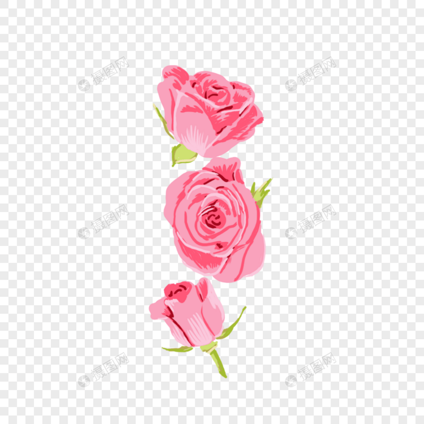 粉色玫瑰花三朵免抠元素图片