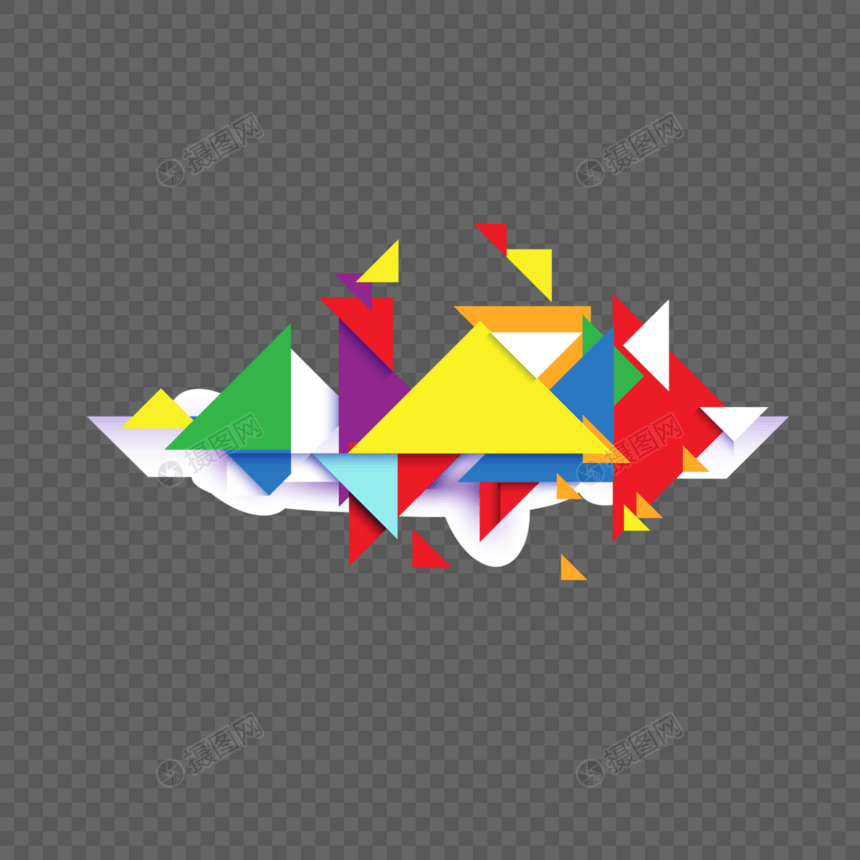 彩虹色三角几何图案图片