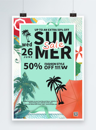 游泳用品促销夏天促销类英文海报设计模板